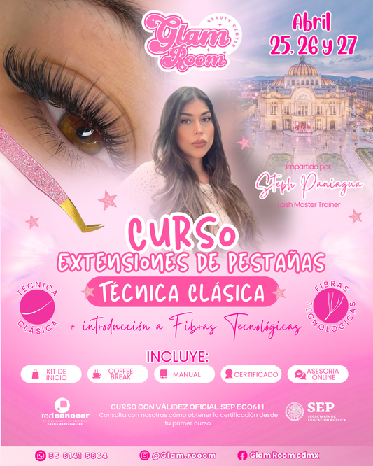 Curso de Extensiones de Pestañas en Glam Room CDMX
